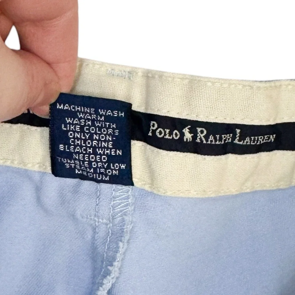 Polo Ralph Lauren Tyler Shorts 36 Light Blue Pleated Chino Preppy Coastal